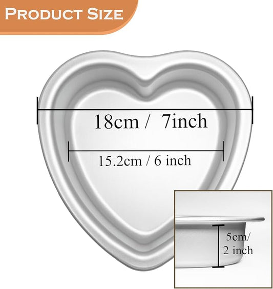 6 ×2 Inch Heart Shape Cake Pans Set of 3, Baking Pan,Anodized Heart Cake Pan, Aluminum, For Valentine's Day Wedding Birthday and Other Occasions Cake.silver (6×2 inch heart cake pan set of 3)