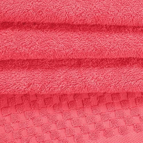 MyOwn Premium Cotton 6 Pack Towel Set for Bathroom, Contains 2 Bath Towels 28x55 inch, 2 Hand Towels 16x24 inch & 2 Wash Coths 12x12 inch, Ideal Everyday use, Compact & Lightweight - Coral Orange