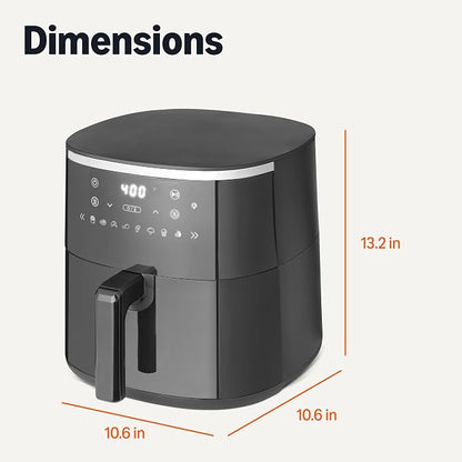 Amazon Basics 4.4-Quart Air Fryer with Easy View Window, 8 Preset Menus, 1400W, Black