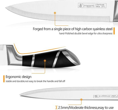 Kitchen Knife Set, 9-Piece Black Kitchen Knife Set with Acrylic Block, Non Stick Sharp High Carbon Stainless Steel Knife Set for Kitchen Cutting Meat Slicing Chopping Kitchen Women Gifts