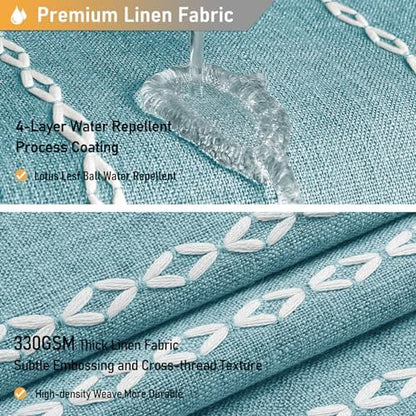 BTTN 72x96 Extra Long Boho Linen Heavy Duty Cloth Shower Curtain Set, Teal