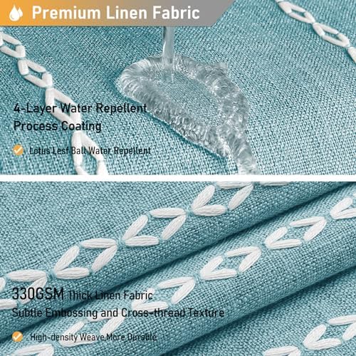 BTTN 72x84 Long Boho Farmhouse Linen Heavy Duty Cloth Shower Curtain, Teal