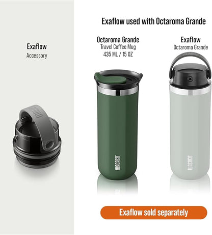 WACACO Octaroma Grande Vacuum Insulated Coffee Mug, 15 fl oz (435ml), Double-wall Stainless Steel Travel Tumbler With Drinking Lid, Pomona Green