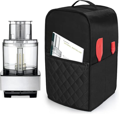 Luxja Food Processor Cover Compatible with Cuisinart and Hamilton Beach 11-14 Cup Processor, Food Processor Dust Cover with Accessories Pockets, Black