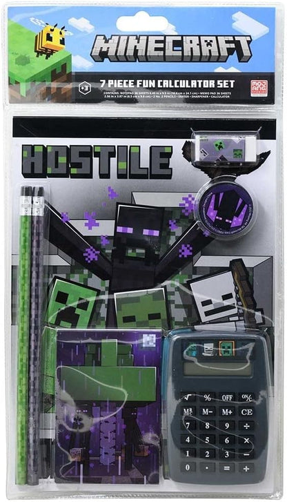 Minecraft School Supplies Value Pack for Kids, Boys, Girls - 7 Pc Bundle with Minecraft Notebook, Calculator, Pencils and More Plus Bookmark | Minecraft Back to School Supplies