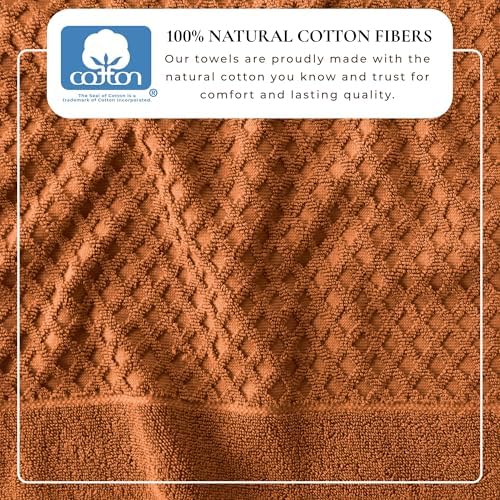 Great Bay Home Bath Towels - 100% Cotton 6 Piece Towel Set - Diamond Waffle Weave - Absorbent, Durable, Quick-Dry Towels for Bathroom (Copper)