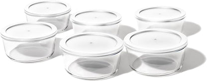 12-Piece Glass Food Storage Containers Set (6 Containers + 6 BPA-Free Lids) | 4-Cup, Leakproof | Microwave, Freezer, Oven & Dishwasher Safe | Ideal for Meal Prep & Pantry Organization, White