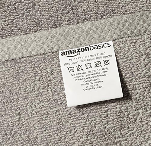 Amazon Basics 100% Cotton Lightweight Quick-Dry Hand Towel, 28" x 16", Platinum, 8-Pack
