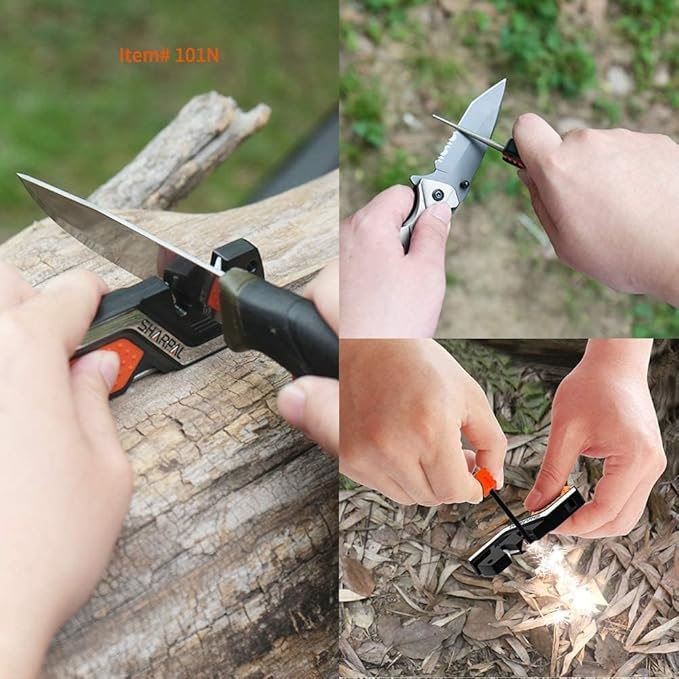 SHARPAL Pocket Knife Sharpener & Garden Tool Sharpener, Sharpening Straight and Serrated Knives, Lawn Mower Blade, Axe, Pruners, Shears, Scissors, Combo Gift Pack w/Greeting Card Fathers Day Gift