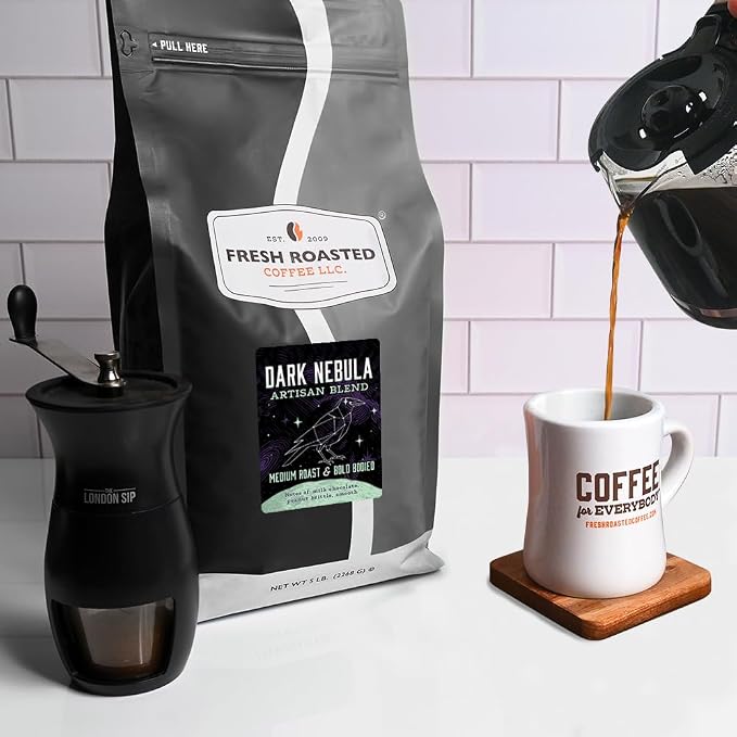 Fresh Roasted Coffee, Dark Nebula Whole Bean Coffee, Medium Roast, Kosher, 5 lb (80 oz)