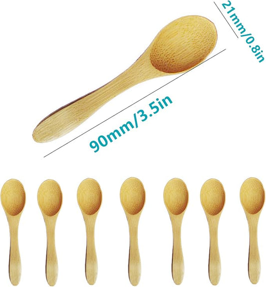 8 Pcs Mini Wooden Spoons - Handmade Small Teaspoons for Honey, Sauces, Ice Cream, Coffee & Sugar