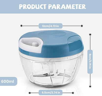 Manual Food Chopper: Hand Pull String Vegetable Chopper for Onion, Garlic, Pepper, Nuts, Tomato, etc.,500ml.
