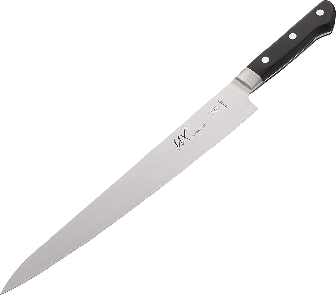 Mercer Culinary Mx3 Premium San Mai VG-10 Steel Core Blade Sujihiki Knife, 270mm10.6 Inch,Black