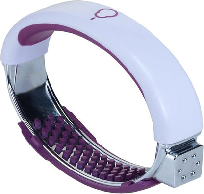 Crisp Garlic Press Rocker - Stainless Steel Garlic Crusher Mincer - Ergonomic Handle Garlic Cloves Grater, Squeezer - Kitchen Gadget Food Grade Chopper, Grinder, Peeler - Easy Clean (White/Purple)