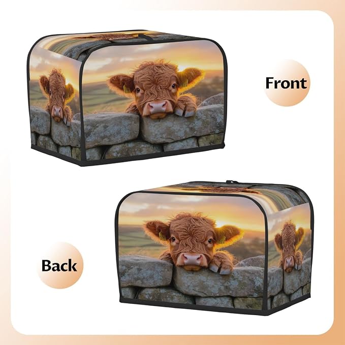 Toaster Cover 2 Slice Wide Slot High Mountain Cattle CowBread Toaster Oven Dustproof Cover Small Appliance Kitchen Covers Dust and Fingerprint Protection for Women Gift 2 Slice