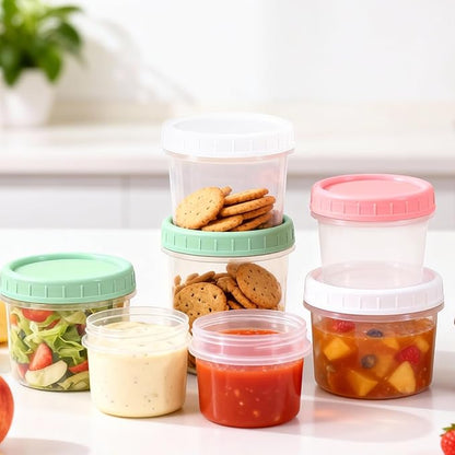 DEMORA 4 oz Small Plastic Containers with Twist on Lids [20 Sets], Stackable Little Food Storage Containers for Snack Lunch Meal Prep Salad Dressings, Freezer/Microwave/Dishwasher Safe, BPA Free