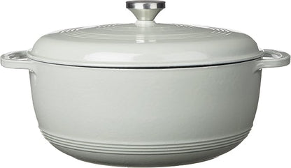 Lodge 7.5 Quart Enameled Cast Iron Dutch Oven with Lid – Dual Handles – Oven Safe up to 500° F or on Stovetop - Use to Marinate, Cook, Bake, Refrigerate and Serve – Desert Sage