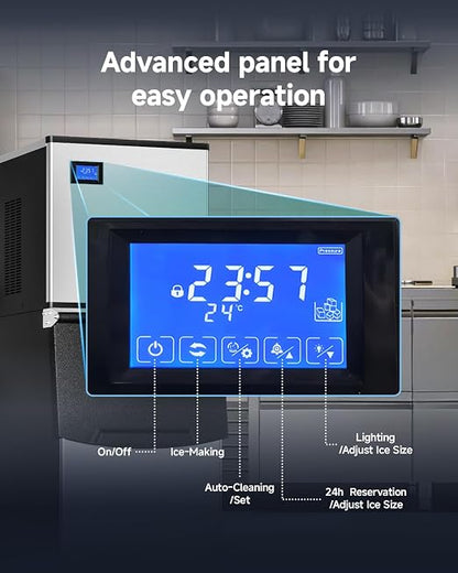 EUHOMY Commercial Ice Maker Machine,600lbs/24H,Industrial Ice Machine with 300lbs Storage Bin,Ice Ready in 10-15 Mins,SECOP Compressor&ETL,Stainless Steel Ice Maker for Bar/Cafe/Restaurant/Business