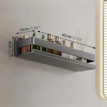 Adhesive Wall Mount Spice Rack Carbon Steel, No-Drill Dark Gray Wall Spice Racks for Kitchen, Multi-Purpose Spice Storage Organizer, Kitchen Bathroom Storage Shelf for Countertop Cabinet