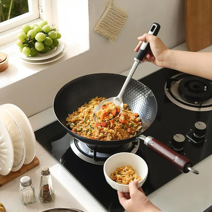 Stainless Steel Cooking Spoons Set – Includes Slotted Spoon, Serving Spoon & Soup Ladle, Heat-Resistant, Dishwasher Safe, Ergonomic Handles for Home & Commercial Use