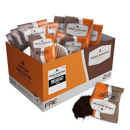 Fresh Roasted Coffee, Breakfast Blend Drip Ground Fractional Packs, Light Roast, Kosher, 1.75 oz, 126 Count