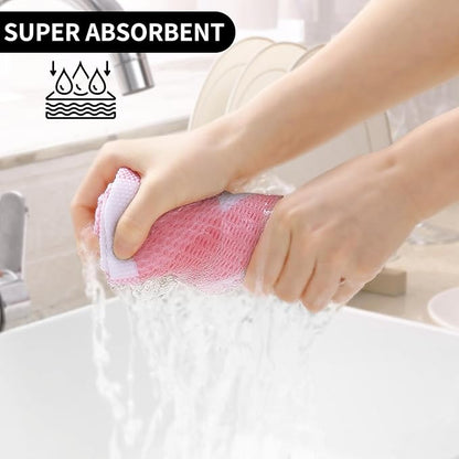 Homaxy 100% Cotton Waffle Weave Check Plaid Dish Cloths, 12 x 12 Inches, Super Soft and Absorbent Dish Towels Quick Drying Dish Rags, 6-Pack, White & Pink