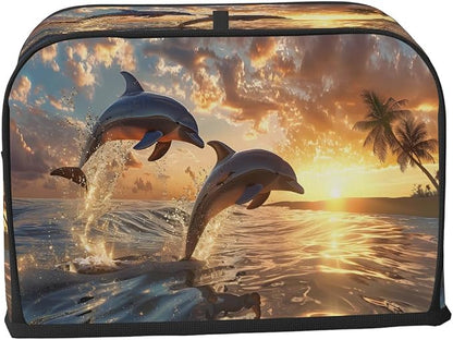 Toaster Cover 2 Slice Wide Slot Beach Sea DolphinBread Toaster Oven Dustproof Cover Small Appliance Kitchen Covers Dust and Fingerprint Protection for Women Gift 2 Slice