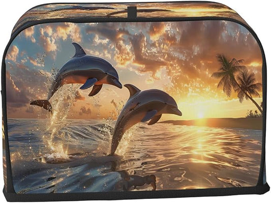 Toaster Cover 4 Slice Wide Slot Beach Sea DolphinBread Toaster Oven Dustproof Cover Small Appliance Kitchen Covers Dust and Fingerprint Protection for Women Gift 4 Slice