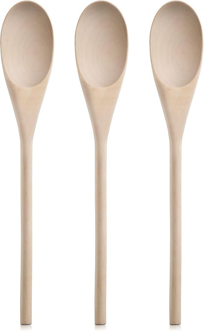 New Star Foodservice 42603 Classic Wood Kitchen Spoons Mixing Spoons, Birch Wood, Set of 3