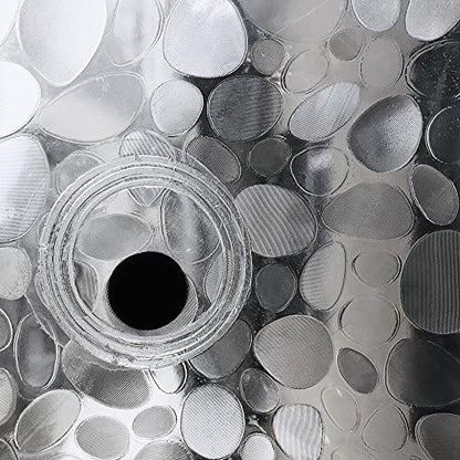 EurCross EVA PVC Free Heavy Duty Shower Curtain Liner 72 x 72 inches with 3D Pebble Design, Weighted Waterproof Plastic Clear Shower Curtain for Bathroom with 5 Magnets,not Stiff