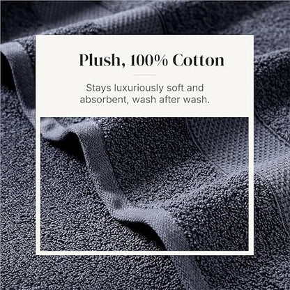 Modern Threads 6 Piece Bath Towel Set – Bathroom Towel Set with 2 Bath Towels, 2 Hand Towels & 2 Washcloths – 100% Cotton, Soft & Absorbent – Wide Stripe (Blue)