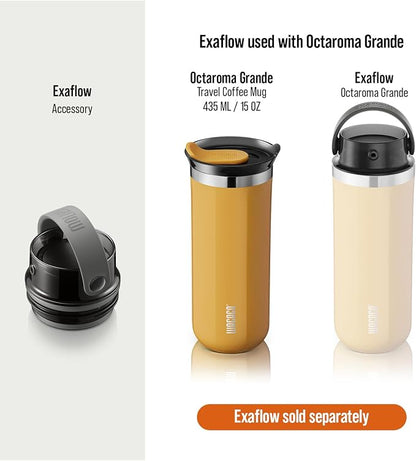 WACACO Octaroma Grande Vacuum Insulated Coffee Mug, 15 fl oz (435ml), Double-wall Stainless Steel Travel Tumbler With Drinking Lid, Amber Yellow