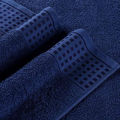 GLAMBURG 100% Cotton 2 Pack Oversized Bath Towel Set 28x55 Inches, Ultra Soft Highly Absorbant Compact Quickdry & Lightweight Large Bath Towels, Ideal for Gym Travel Camp Pool - Navy Blue