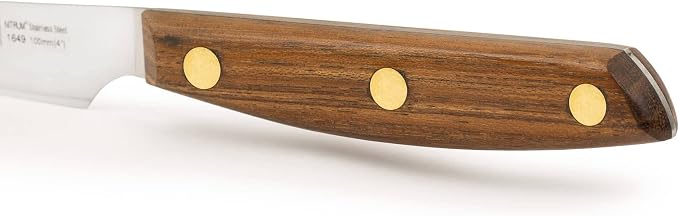 Arcos Steak Knife 4 Inch Stainless Steel. Kitchen Knife for Fish, Meat and Vegetables. Ovengkol Wood Handle 100% natural FSC and 100mm Blade. Series Nordika. Color Brown.