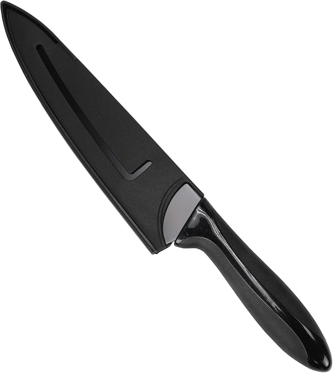 Chef Craft Premium Chef Knife with Sheath, 8 inch blade 13.5 inches in length, Black