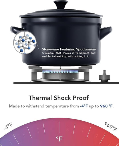 LE TAUCI 3 qt Ceramic Dutch Oven for Bread Baking with Silicone Sling- Lightweight, Non-Toxic, No Seasoning Needed- Oven, Microwave & Dishwasher Safe, Ideal for Home Bakers & Beginners, Midnight Blue