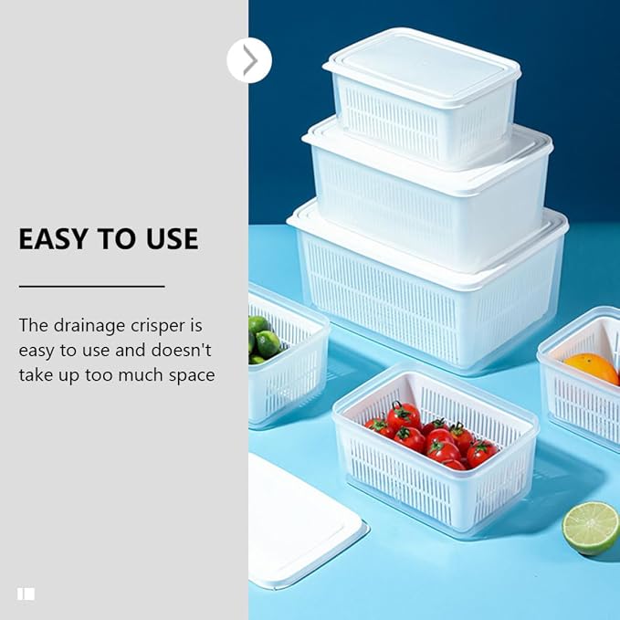 MAGICLULU Double Refrigerator Organizer Box Multifunctional Fridge Food Container for Fruits Vegetables Snacks Keeps Food Fresh Neat Tidy for Home Kitchen Storage
