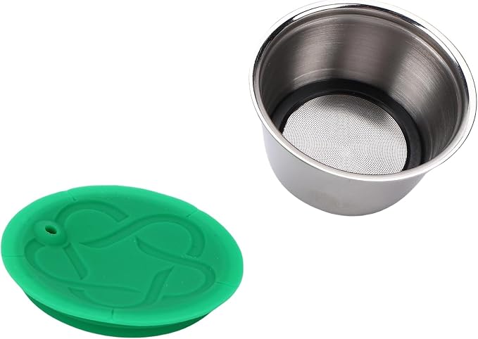 Reusable Stainless Steel Coffee Pod, Refillable Silicone Cup with Measuring Spoon for Machine