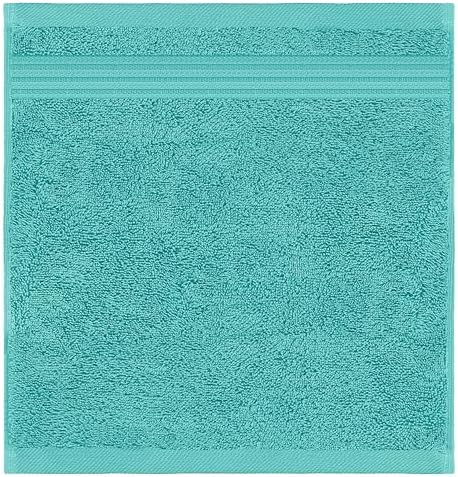 American Veteran Towel, 100% Cotton Turkish Washcloths for Bathroom Essentials 4 Pack, Soft Absorbent Wash Cloths Quick Drying Small Towels Washrags, Turquoise Blue