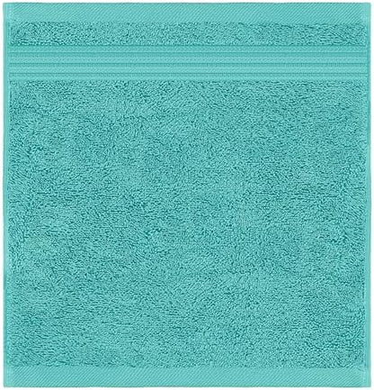 American Veteran Towel, 100% Cotton Turkish Washcloths for Bathroom Essentials 4 Pack, Soft Absorbent Wash Cloths Quick Drying Small Towels Washrags, Turquoise Blue