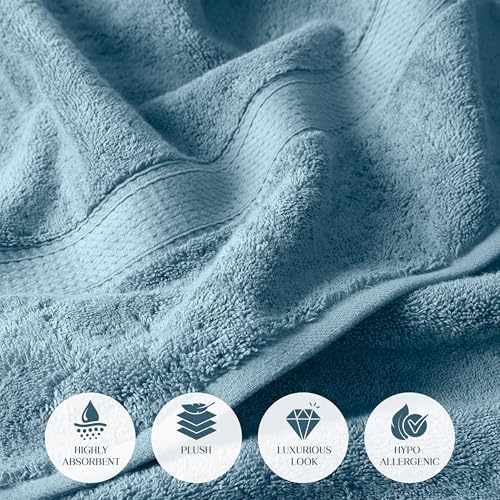 SUPERIOR Egyptian Cotton Ultra Plush & Absorbent, 12 Piece Set, Denim Blue