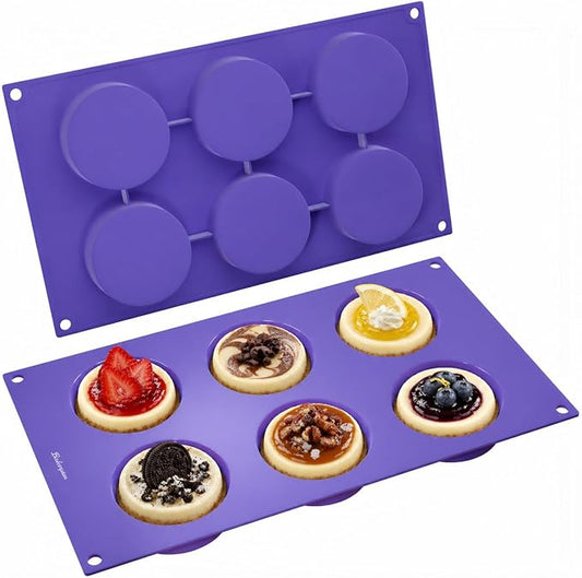 Bakerpan Silicone Round Baking Molds 2.5" - Set of 2 Nonstick Molds for Muffin Tops, Whoopie Pies, Mini Tarts, Mini Cheesecakes, Cookies & Eggs - BPA-Free