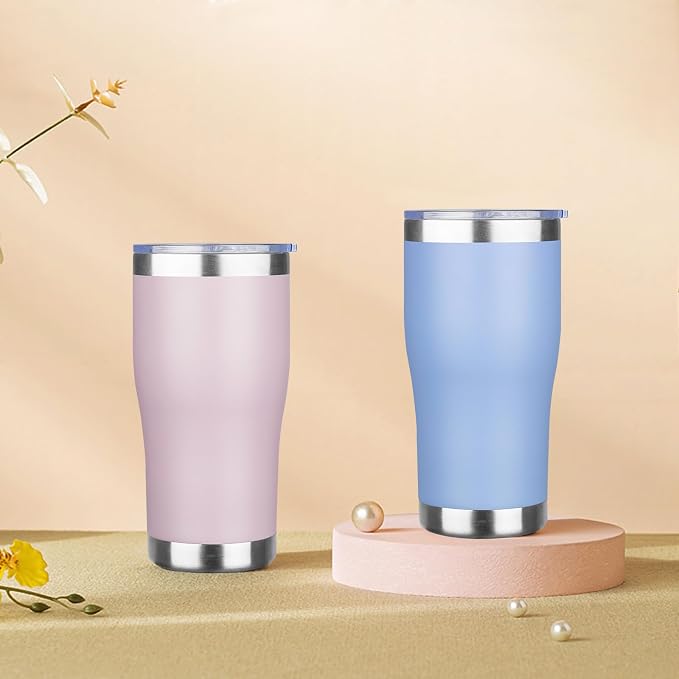 MEZMUT 1 Pack 20oz Insulated Coffee Tumbler with Lid and Straw Double Wall Vacuum Insulated Cup Stainless Steel Travel Mugs Leakproof Powder Coated Tumbler for Indoor Outdoor(Lavender)