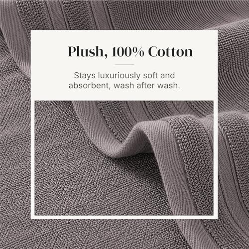 Modern Threads 6 Piece Bath Towel Set – Bathroom Towel Set with 2 Bath Towels, 2 Hand Towels & 2 Washcloths – 100% Cotton, Soft & Absorbent – Diamond Border (Silver Cloud)