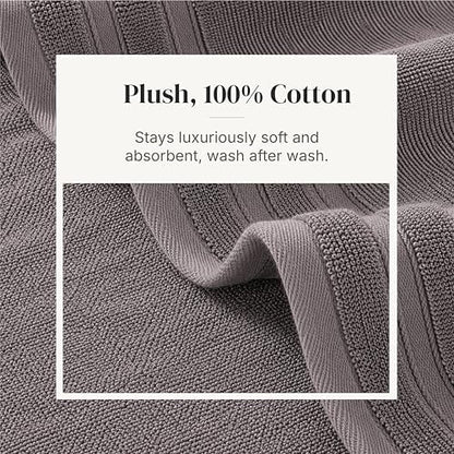 Modern Threads 6 Piece Bath Towel Set – Bathroom Towel Set with 2 Bath Towels, 2 Hand Towels & 2 Washcloths – 100% Cotton, Soft & Absorbent – Diamond Border (Silver Cloud)