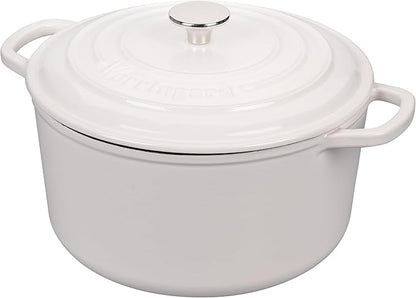 VORRINGARD Enameled Cast Iron Dutch Oven Pot with Lid, for Sourdough Bread Baking, Round Dutch Ovens, 4.5 Quart, White