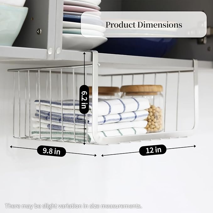 INEX Upper Cabinets Hanging Shelf Kitchen Sink Storage Caddy (Silver, 6.2" H x 12" W x 9.8" D)