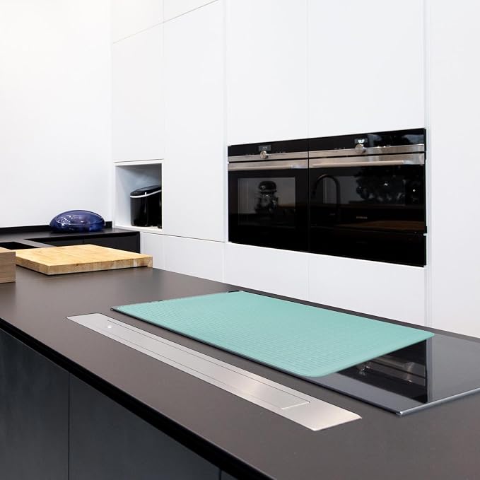 YUHFERA Stove Top Cover for Electric Stove - Silicone Stove Mat for Glass Top, Glass Cooktop Protector, XL Dish Drying Mats for Kitchen,Oven Covers for Electric Stove (Aqua,30 x 21)