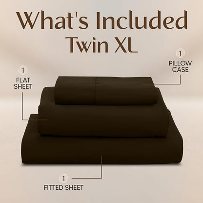 Utopia Bedding Twin XL Sheet Set – 3 Piece Bed Sheets for Twin XL Size Bed, Soft and Breathable Microfiber, Includes 1 Fitted Sheet, 1 Flat Sheet and 1 Pillowcase – Oeko Tex (Brown)