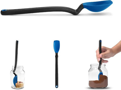 Dreamfarm Mini Supoon Non-Stick Sit-Up Silicone Scraping Cooking Spoon, Jar Scraper Measures 5ml Tsp - 8" Classic Blue
